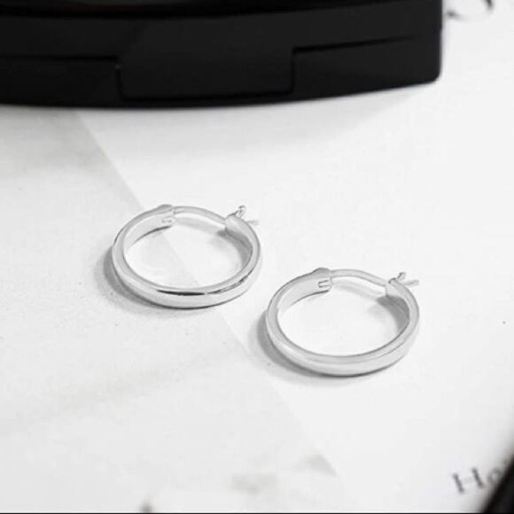 sterling silver post small hoop earrings - Picture 1 of 3